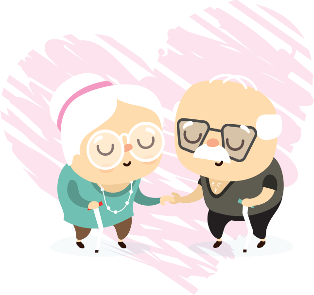 vector illustration of seniors holding hands
